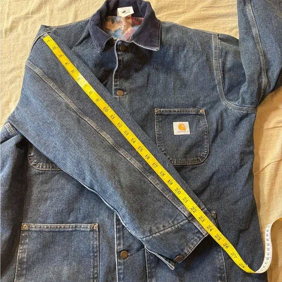 Carhartt “Southwest Look” Washed Denim Blanket-Lined Chore Coat (CB1003) - Picture 14 of 16